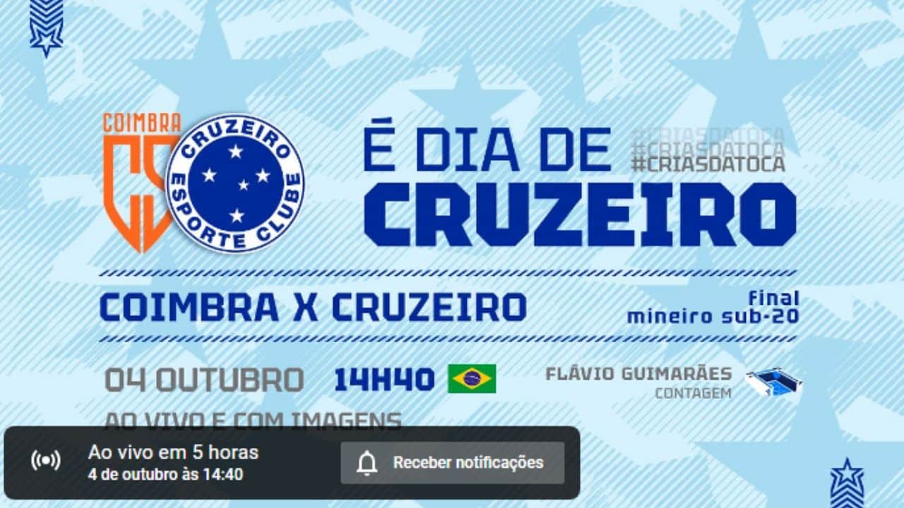 Assista Coimbra x Cruzeiro Sub-20