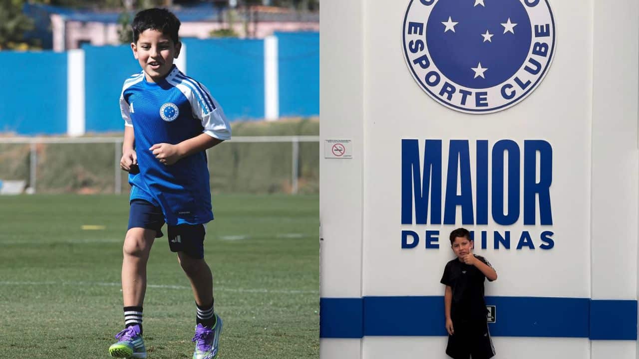Filho de Villalba visita o Cruzeiro e emociona o zagueiro