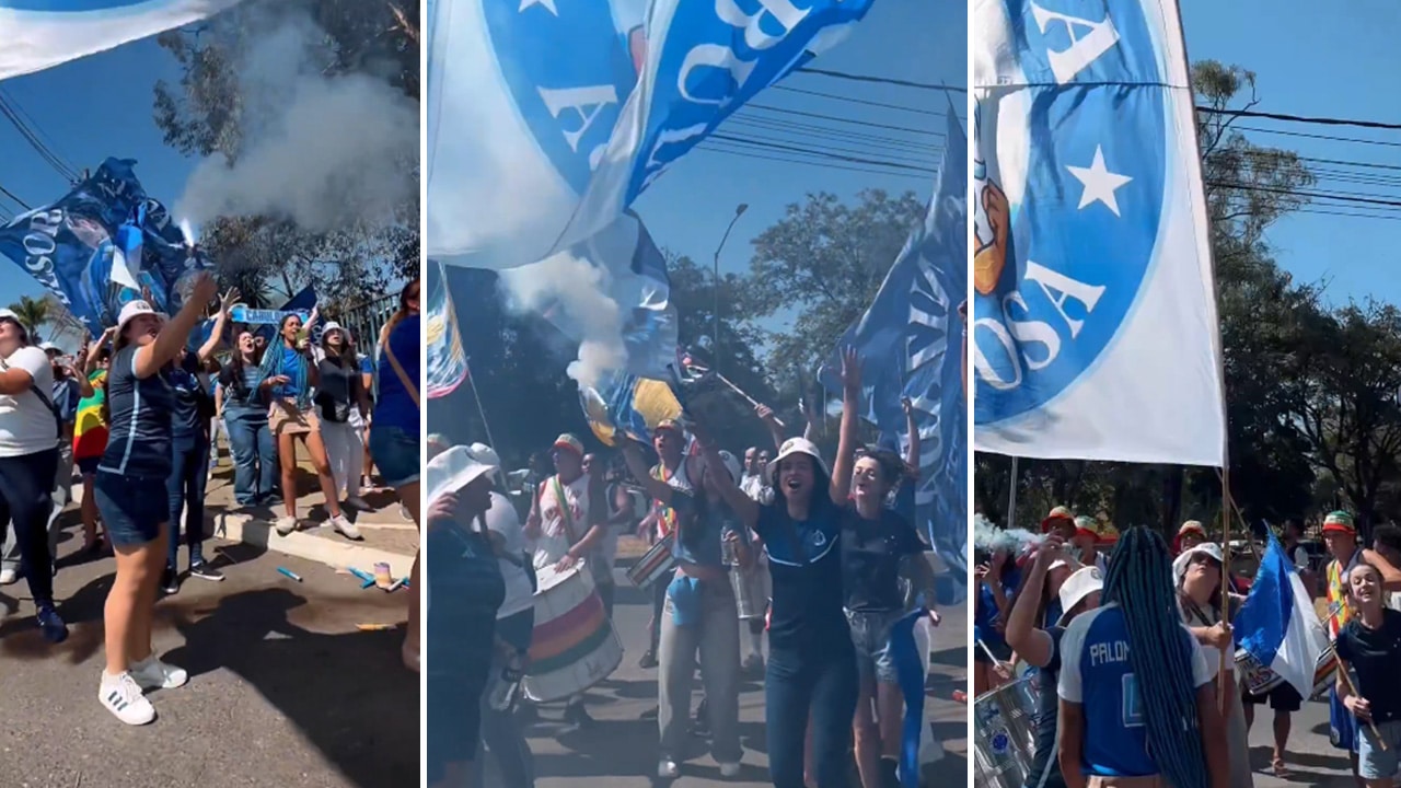 Torcida do Cruzeiro faz manifestação de apoio à equipe feminina antes de final contra o Corinthians